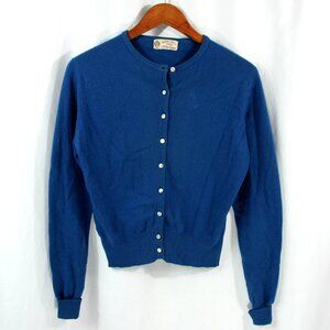 Vintage Peck and Peck Hadley Cashmere Cardigan Sweater Blue S M 1950s